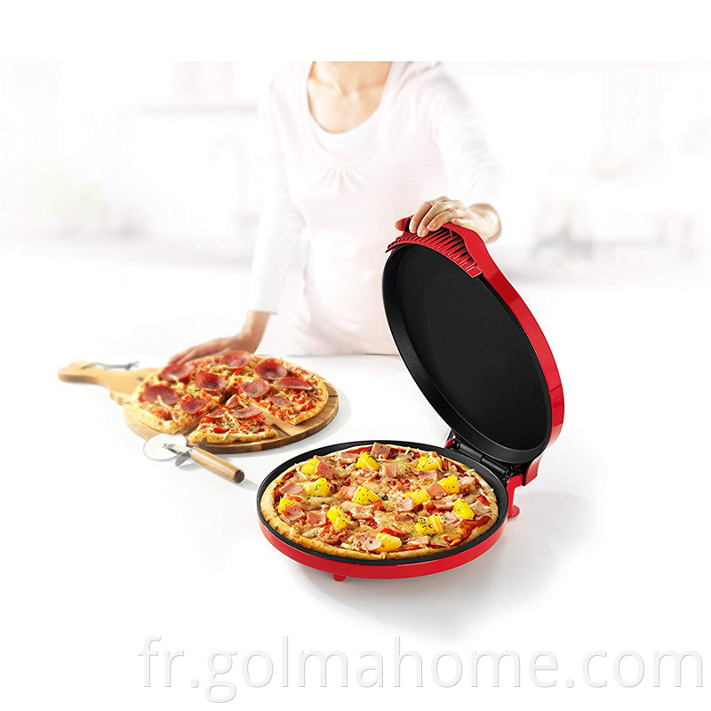 Four à pizza électrique 1200W poêle à pizza 12 pouces avec arrêt automatique, faites de la pizza facilement à la maison